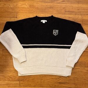 WEAR by Erin Andrews Black and White LA Kings Ribbed Sweater